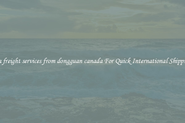 sea freight services from dongguan canada For Quick International Shipping
