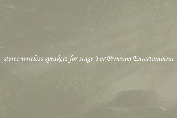 stereo wireless speakers for stage For Premium Entertainment
